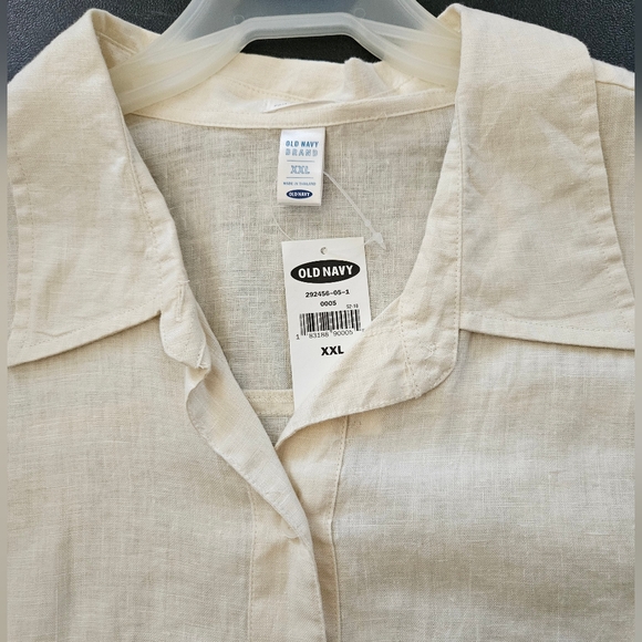 NWT - Linen Old Navy Button Down Light Tan Shirt - Size XXL - Picture 4 of 11